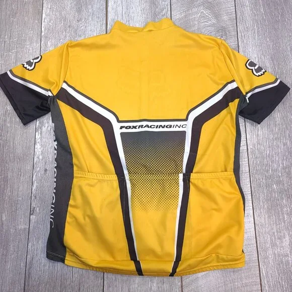 Fox Racing Jersey Mens XXL Yellow Black Cycling 3/4 Zip Short Sleeve Vintage - Picture 2 of 7